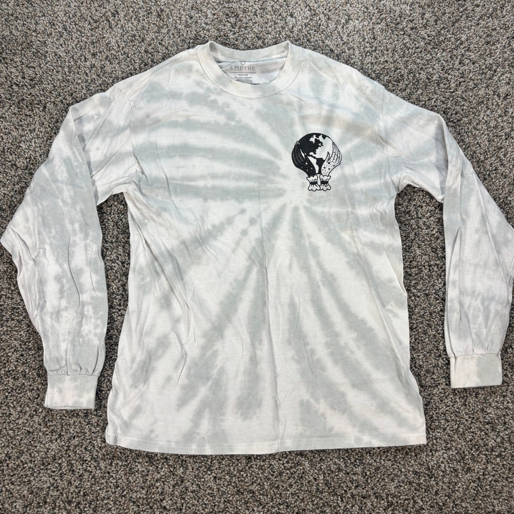 Empyre Men's Medium Long Sleeve Tie Dye Graphic Tee Aint Bad Together Grey White
